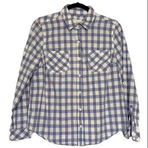 Sonoma Blue White Plaid Button Down Long Sleeve Shirt Top Size Medium